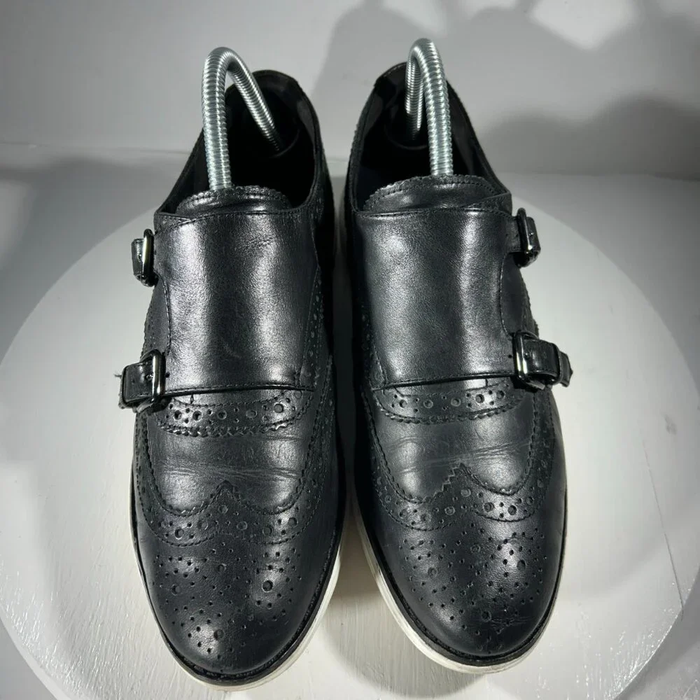 Cole Haan Wingtip Monk Strap Buckle Double Strap Womens Dress Shoes Size 9 Black - Picture 2 of 12